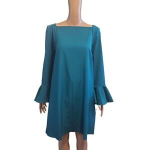 NEW Banana Republic Factory Size LP Large Petite Ruffle Sleeve Mini Dress Green